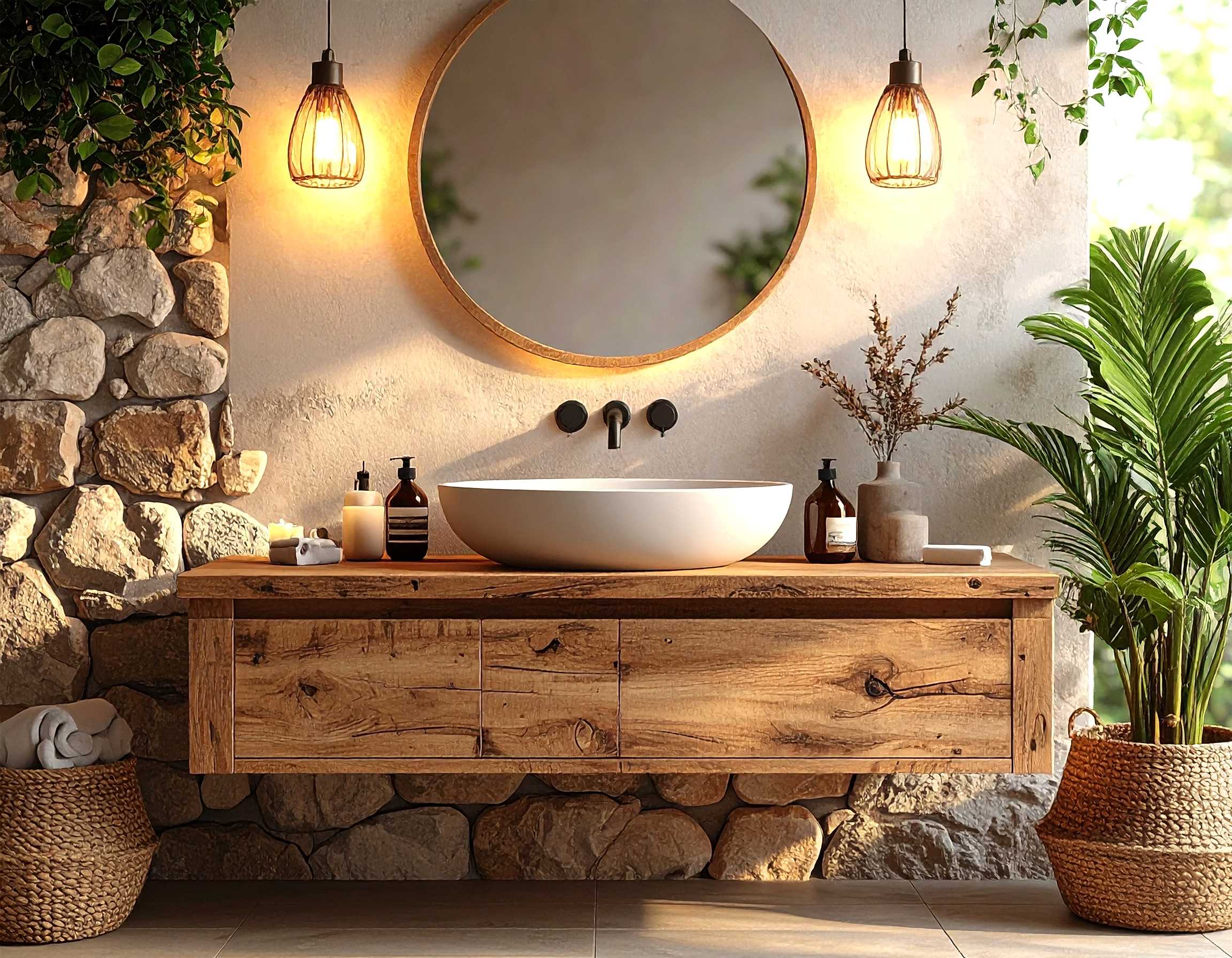 ahşap banyo dolabı